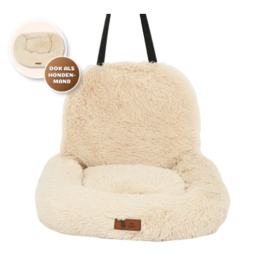 Fluffy autostoel beige L 65x100x15cm